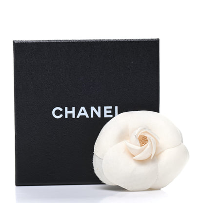 Chanel Silk Taffeta Camellia Brooch Pin White 5 of 5