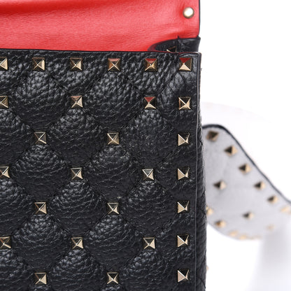Valentino Garavani Grained Calfskin Medium Rockstud Spike Shoulder Bag Black White 12 of 12