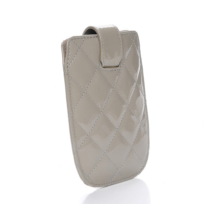 Chanel Patent Quilted Cell Phone Case Light Grey 3 of 8