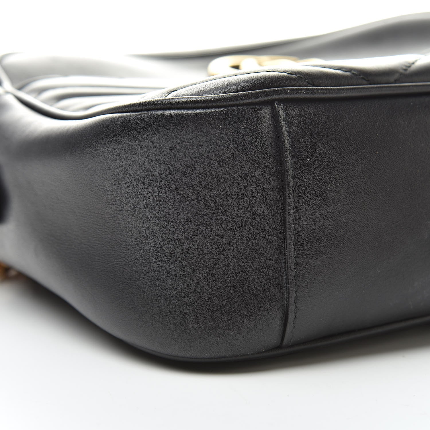 Gucci Calfskin Matelasse Medium GG Marmont Chain Shoulder Bag Black 9 of 11
