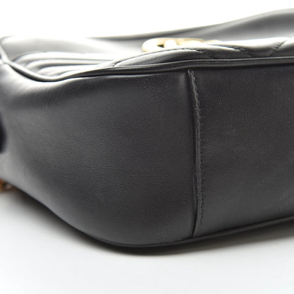 Gucci Calfskin Matelasse Medium GG Marmont Chain Shoulder Bag Black 9 of 11