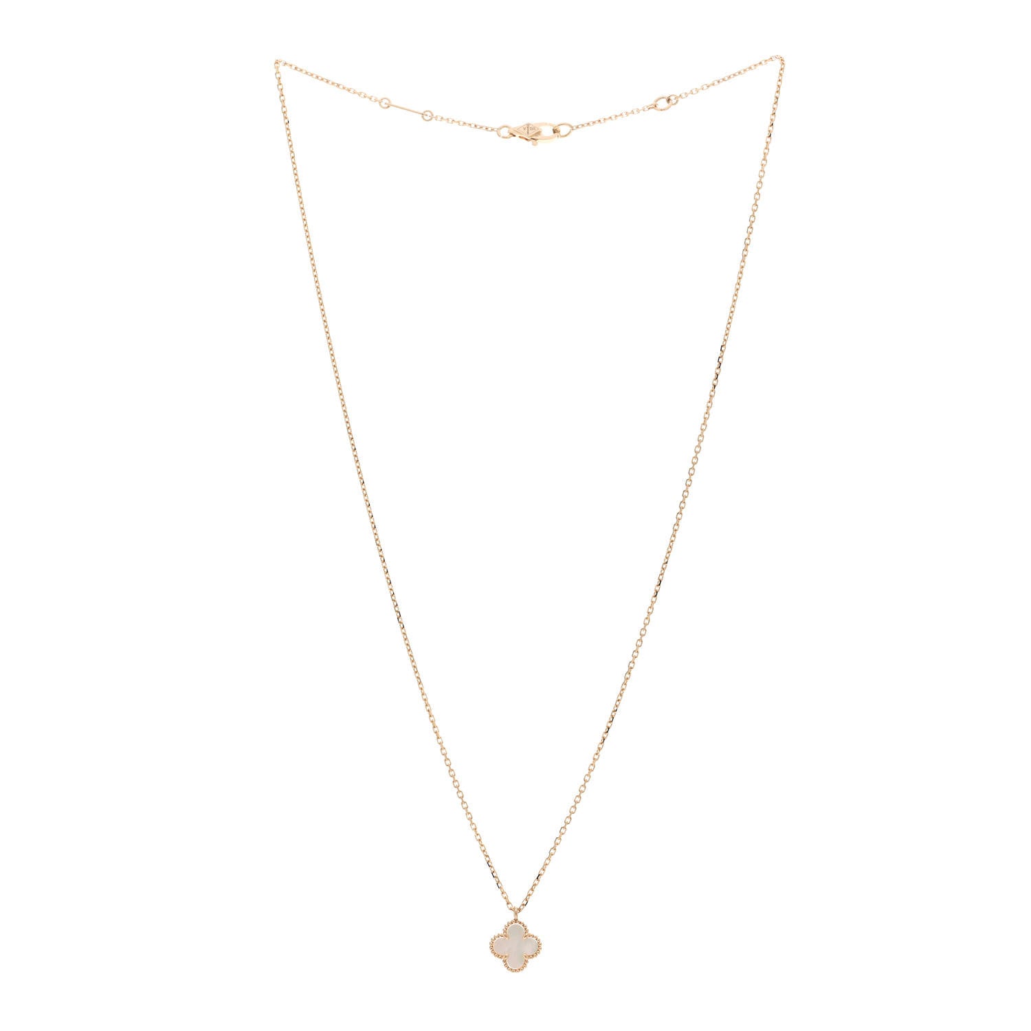 Van Cleef & Arpels 18K Yellow Gold Mother of Pearl Sweet Alhambra Pendant Necklace 3 of 6