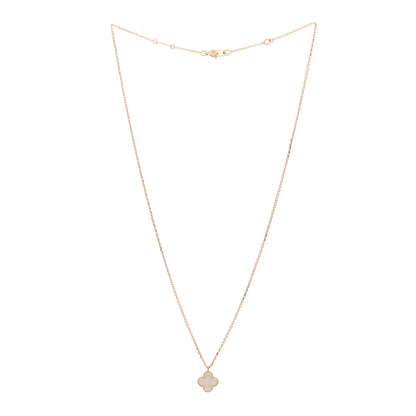 Van Cleef & Arpels 18K Yellow Gold Mother of Pearl Sweet Alhambra Pendant Necklace 3 of 6