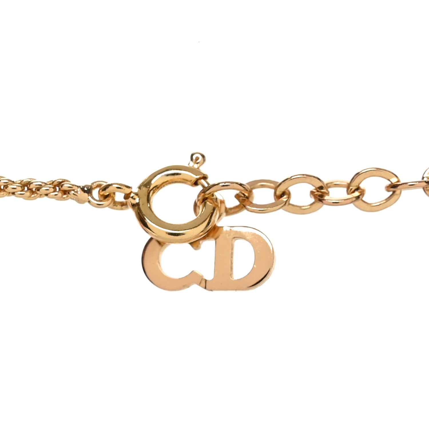 Christian Dior DIOR Metal CD Logo Pendant Necklace Gold 1810602