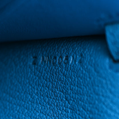 Hermes Chevre Mysore Kelly Wallet To Go Bleu Frida 6 of 9