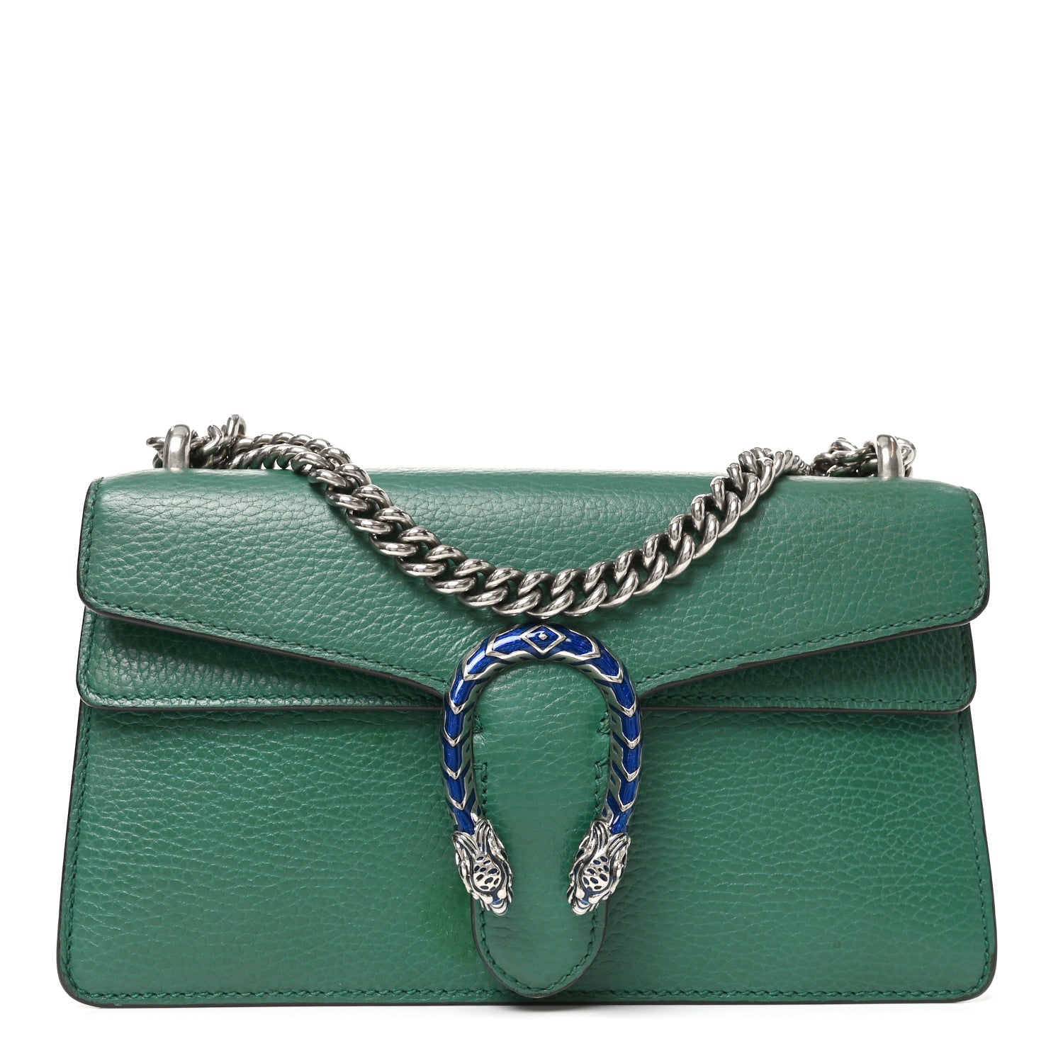 Gucci Dollar Calfskin Enamel Small Dionysus Shoulder Bag Emerald Electric Blue 1 of 11