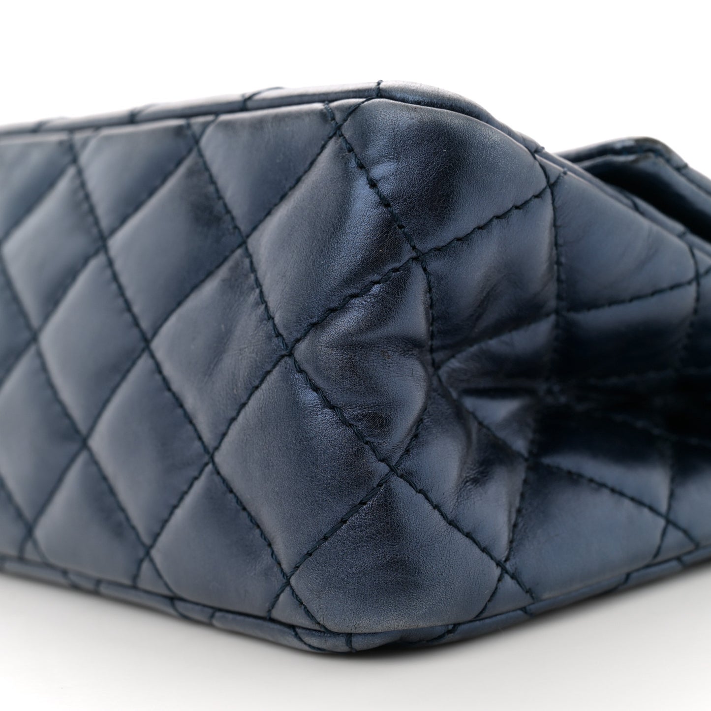 Metallic Aged Calfskin Quilted 2.55 Reissue 226 Flap Dark Navy Blue