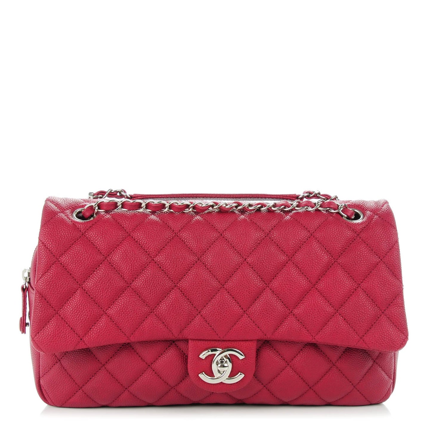 Caviar Quilted Jumbo Easy Flap Dark Pink