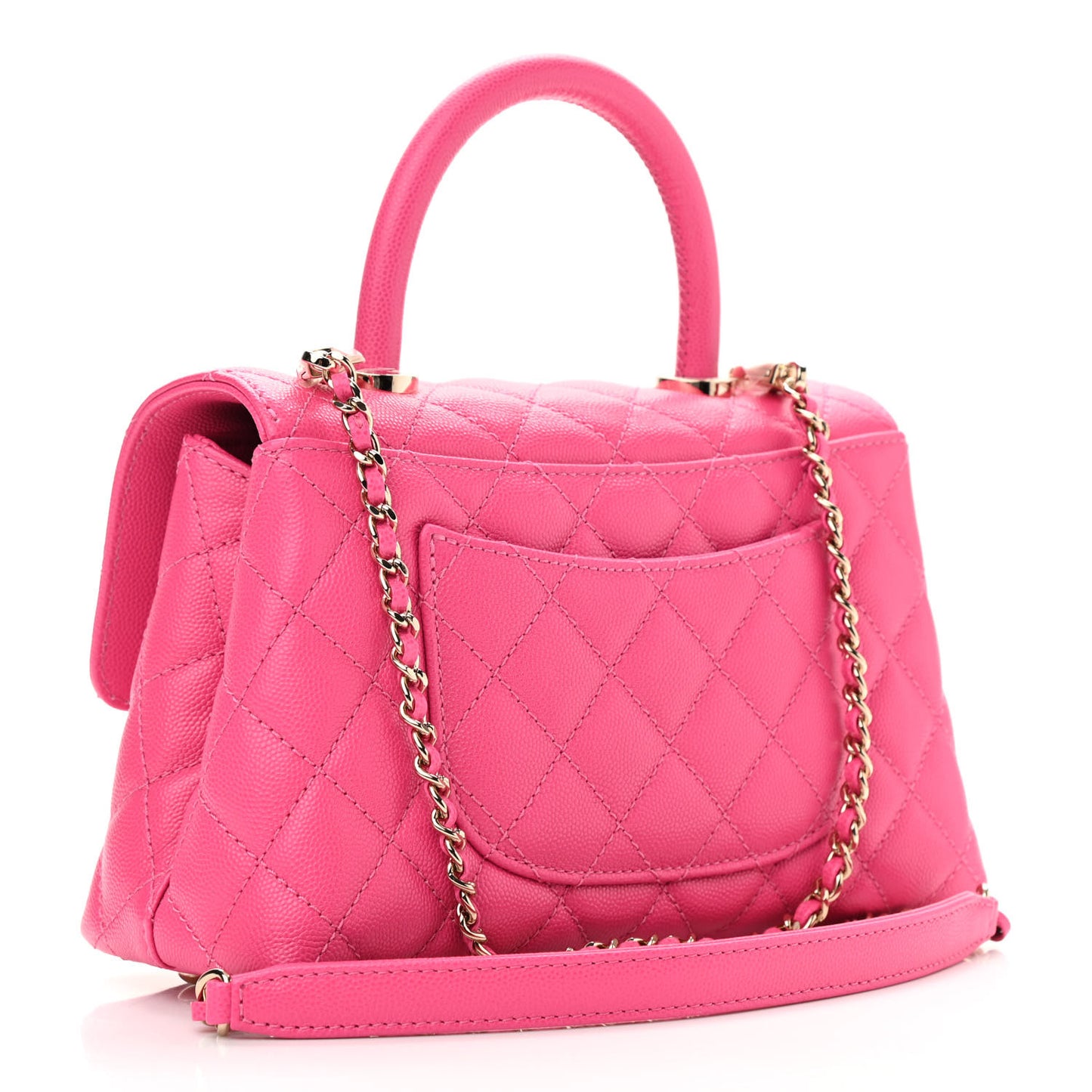 Caviar Quilted Mini Coco Handle Flap Rose