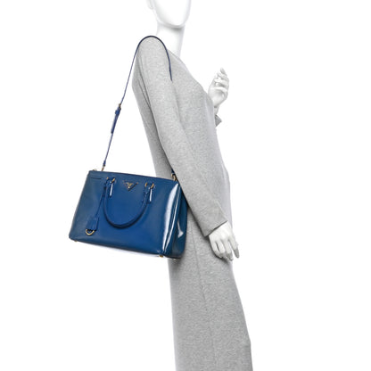 Prada Saffiano Vernice Medium Galleria Double Zip Tote Azzurro 2 of 14