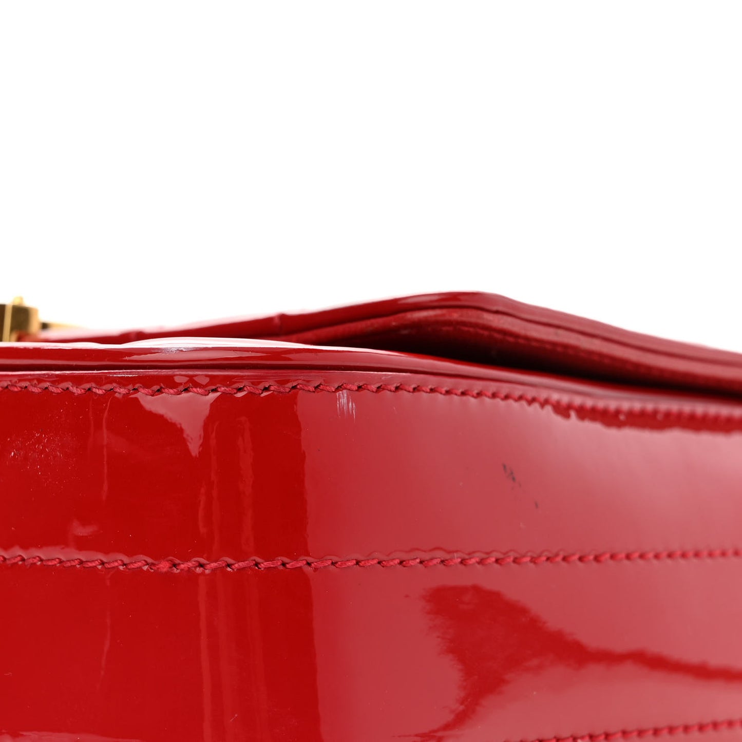 Patent Matelasse Monogram Small Vicky Chain Bag Red