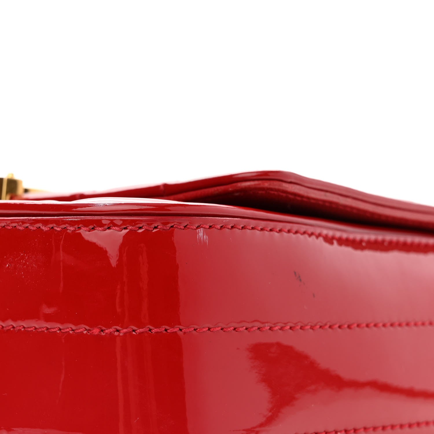 Saint Laurent Patent Matelasse Monogram Small Vicky Chain Bag Red 5 of 14