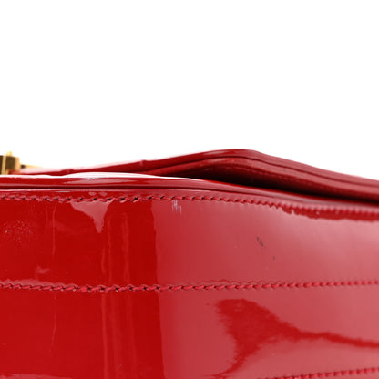 Saint Laurent Patent Matelasse Monogram Small Vicky Chain Bag Red 5 of 14