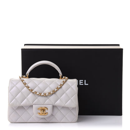 Chanel Iridescent Lambskin Quilted Mini Top Handle Rectangular Flap White 11 of 11