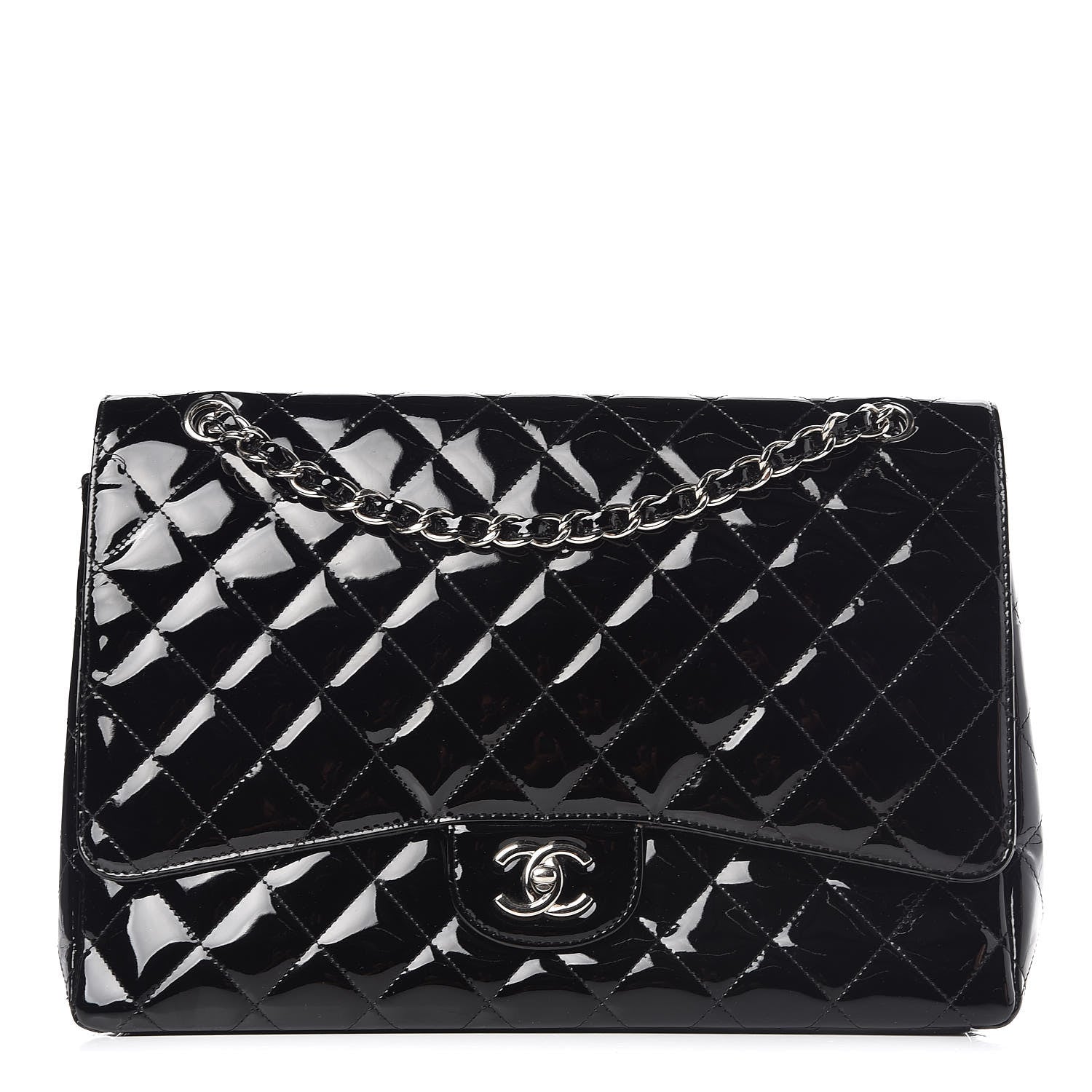 Chanel Patent Quilted Maxi Single Flap Black 1 of 17