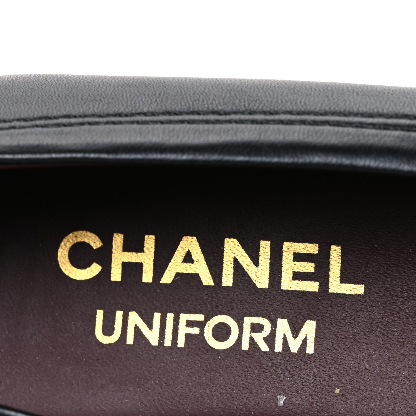 Lambskin Cap Toe CC Uniform Ballerina Flats 36.5 Black