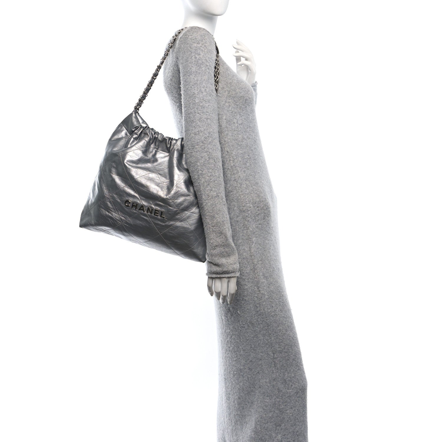 Chanel Metallic Calfskin Quilted Chanel 22 Silver 2 of 10