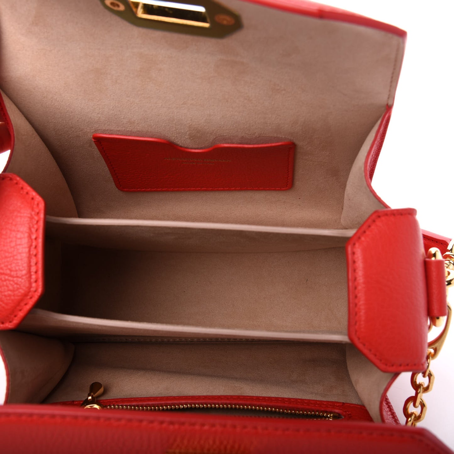 Silky Amish Grain Calfskin Box Shoulder Bag 19 Red