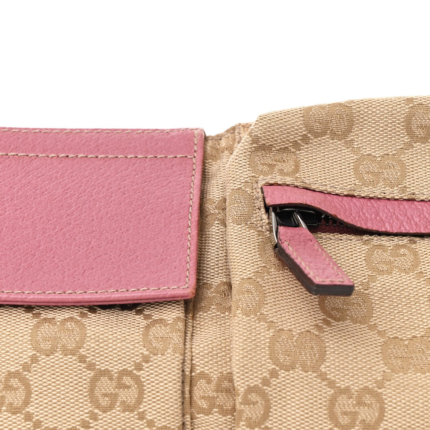 GG Monogram Web Double Pocket Belt Bag Pink