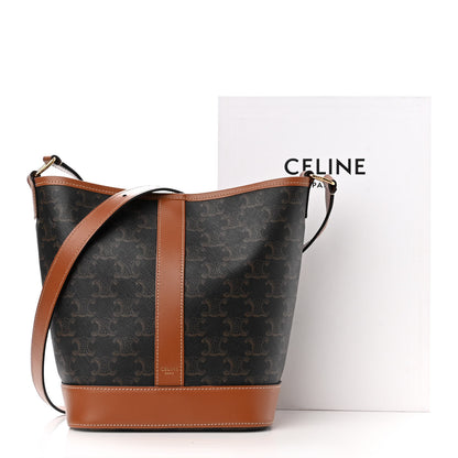 Celine Triomphe Canvas Calfskin Small Bucket Bag Tan 12 of 12