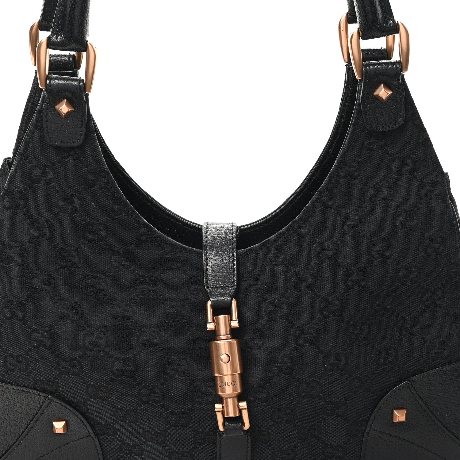 Gucci Monogram Calfskin Large Bardot Tote Black 8 of 13