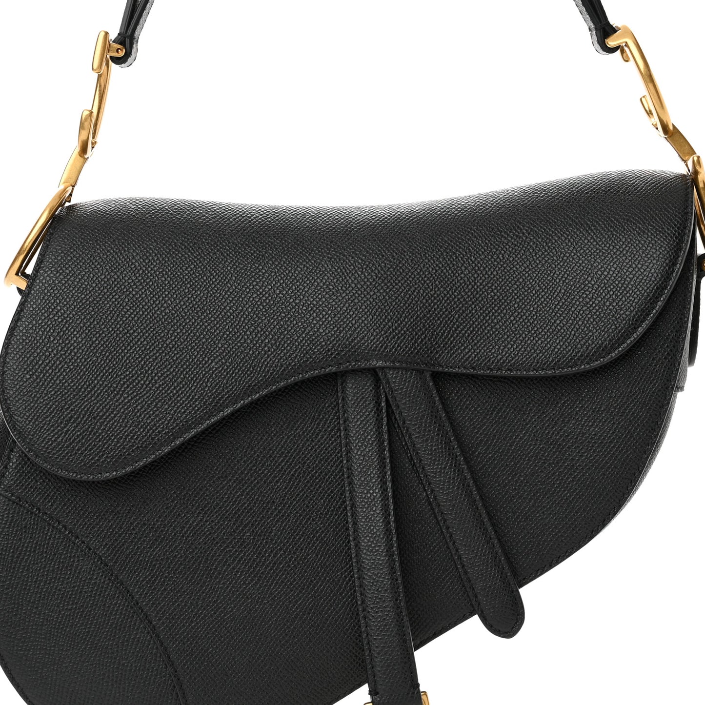Grained Calfskin Saddle Bag Black