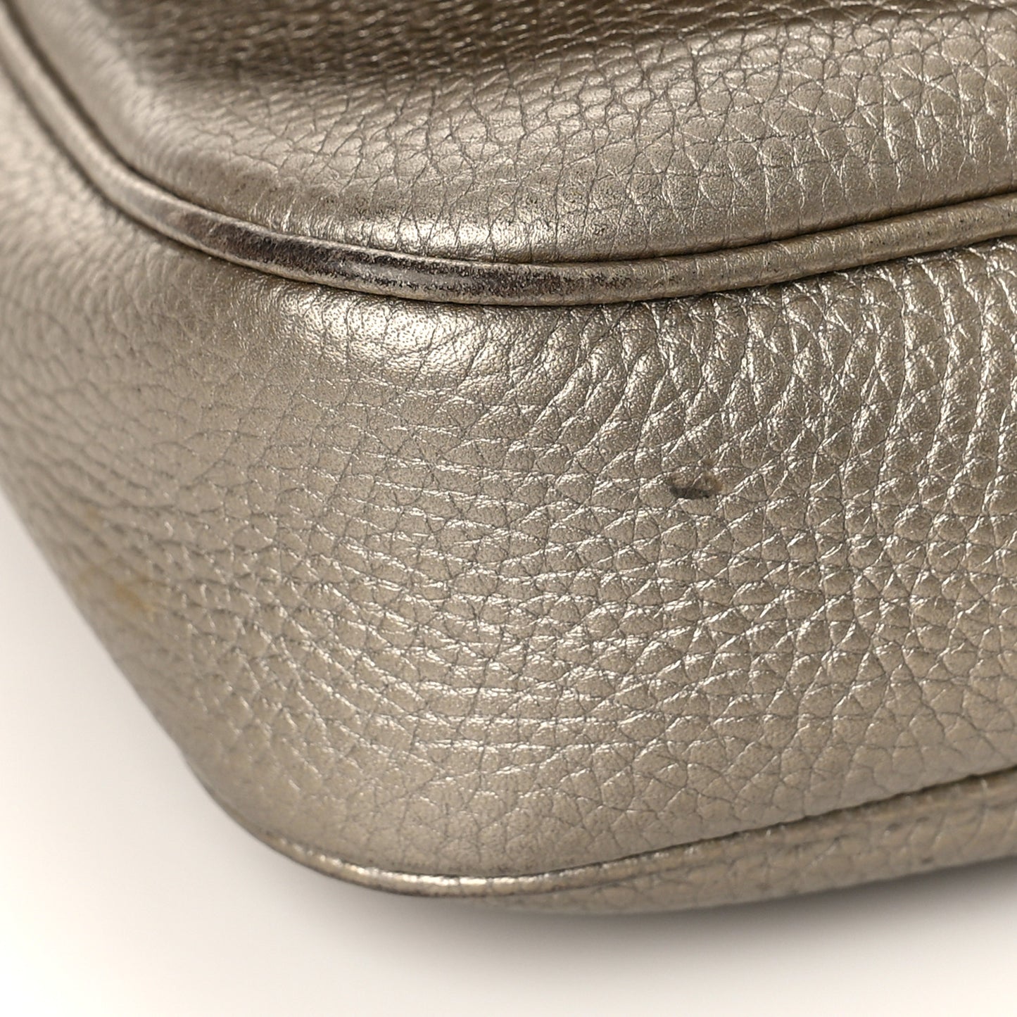 Metallic Pebbled Calfskin Medium Soho Flap Crossbody Golden Beige