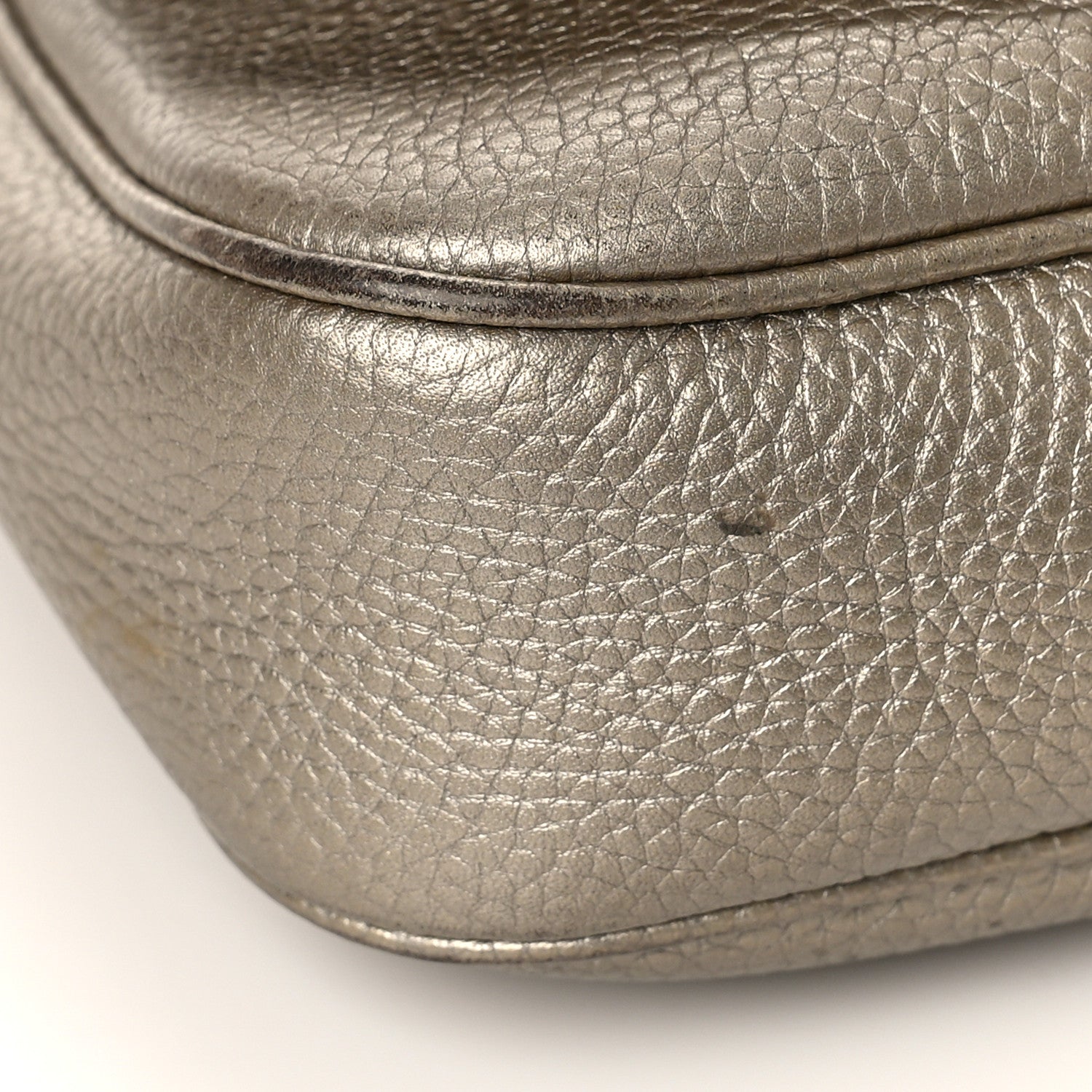 Gucci Metallic Pebbled Calfskin Medium Soho Flap Crossbody Golden Beige 8 of 10