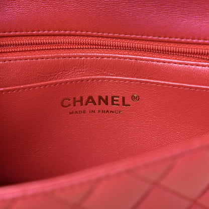 Chanel Iridescent Lambskin Quilted Mini Top Handle Rectangular Flap Red 8 of 10