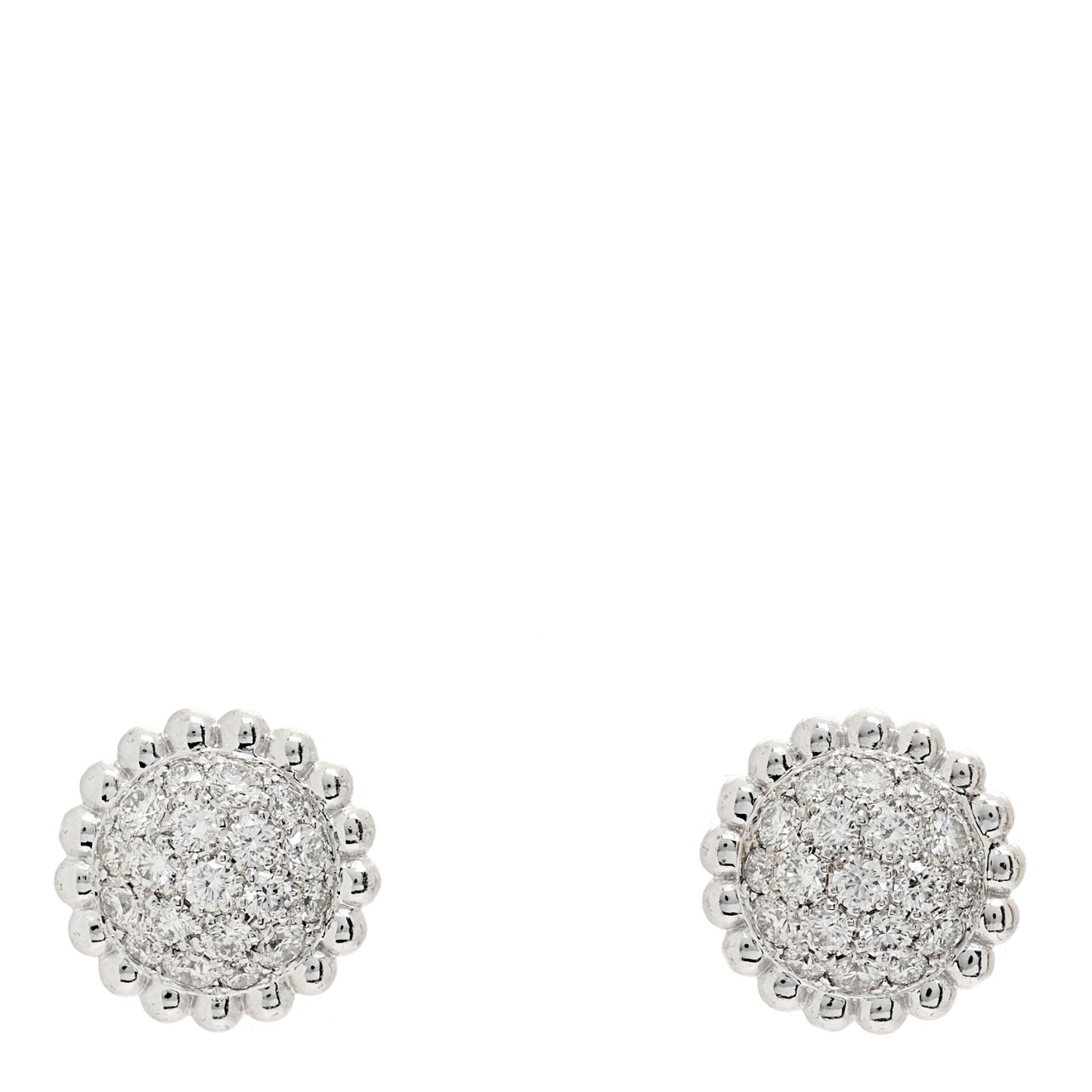18K White Gold Diamond Perlee Earrings
