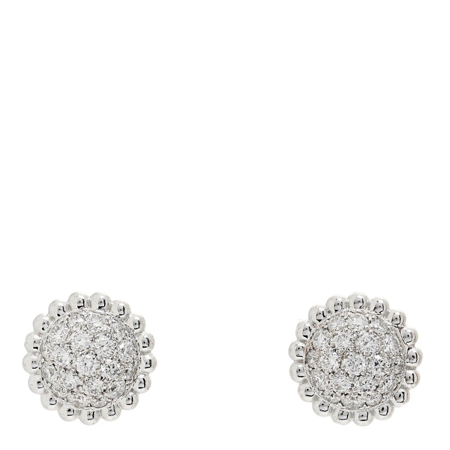 Van Cleef & Arpels 18K White Gold Diamond Perlee Earrings 1 of 4