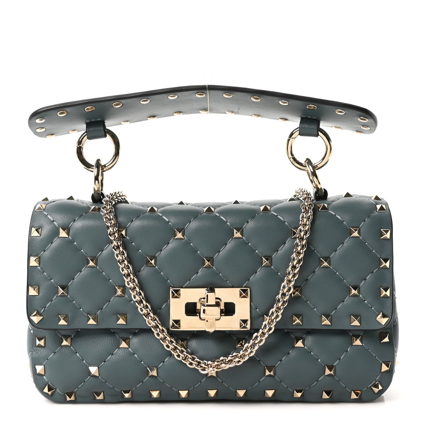 Nappa Small Rockstud Spike Shoulder Bag Sarcelle