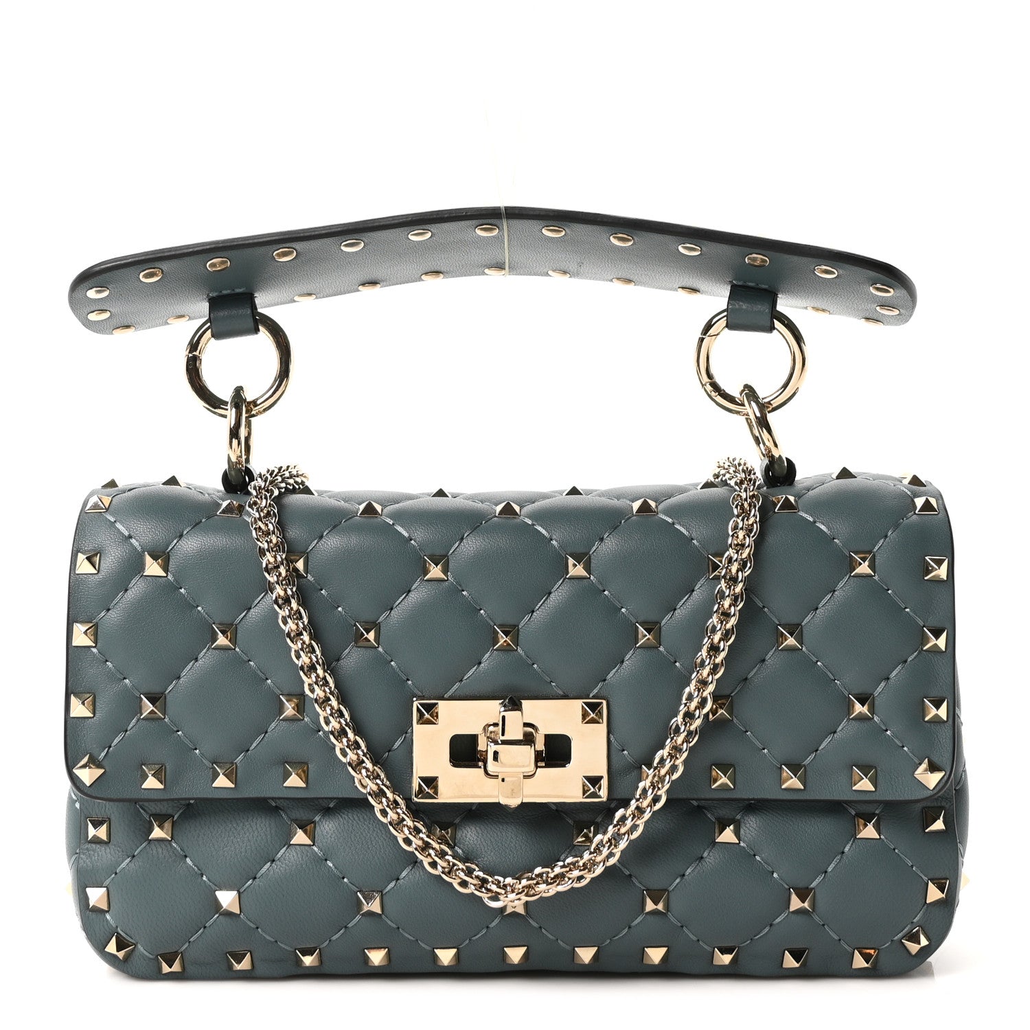 Valentino Garavani Nappa Small Rockstud Spike Shoulder Bag Sarcelle 1 of 9