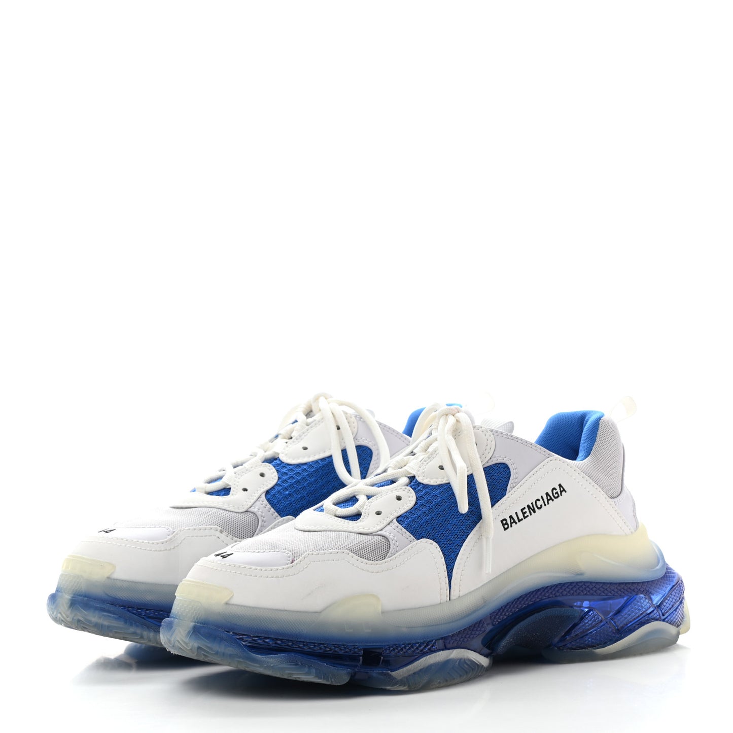 Fabric Mesh Clear Sole Mens Triple S Sneakers 44 White Blue Grey