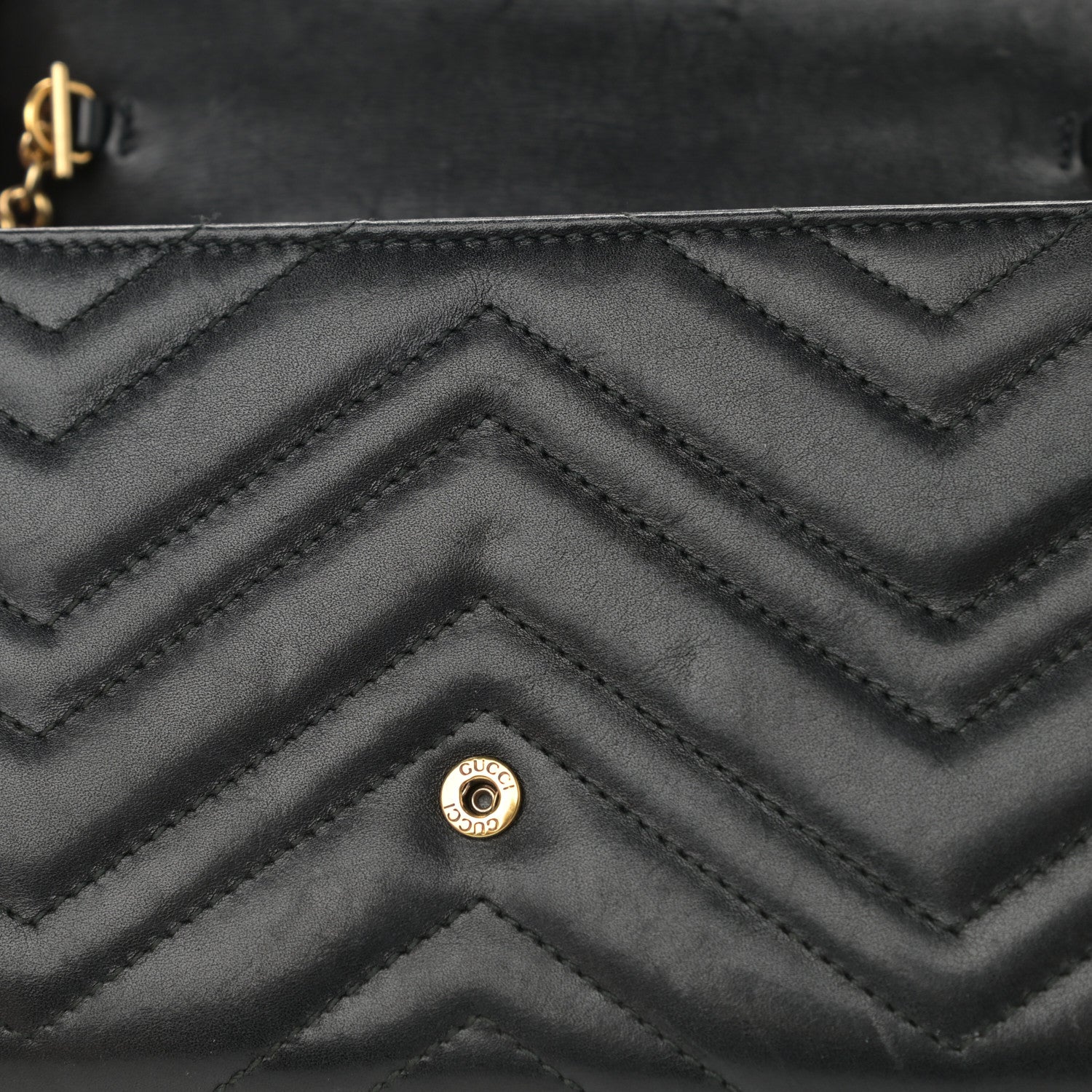 Gucci Calfskin Matelasse GG Marmont Chain Wallet Black 12 of 14