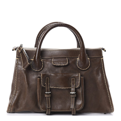 Chloe Calfskin Edith Satchel Brown 1 of 9
