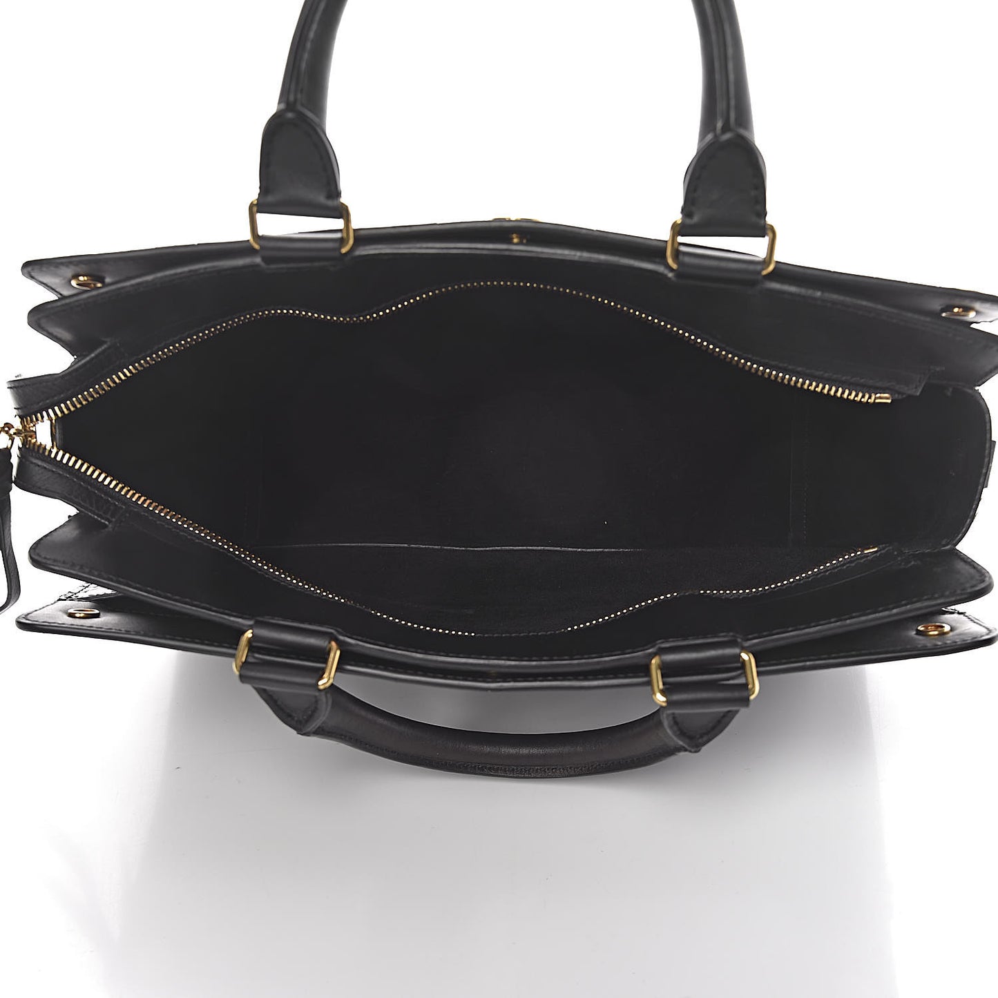 Calfskin Crocodile Embossed Small Classic Stud Tote Black