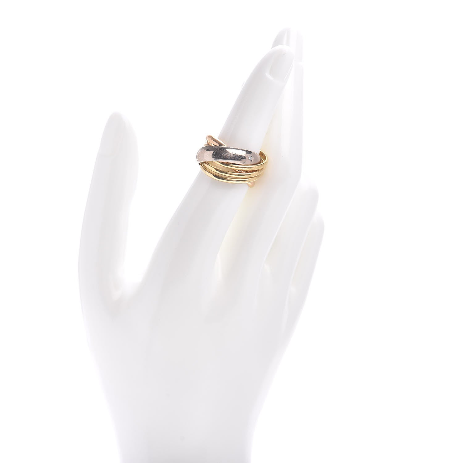 Cartier 18K Pink Yellow White Gold Diamond Trinity 6 Band Ring 52 6 2 of 4