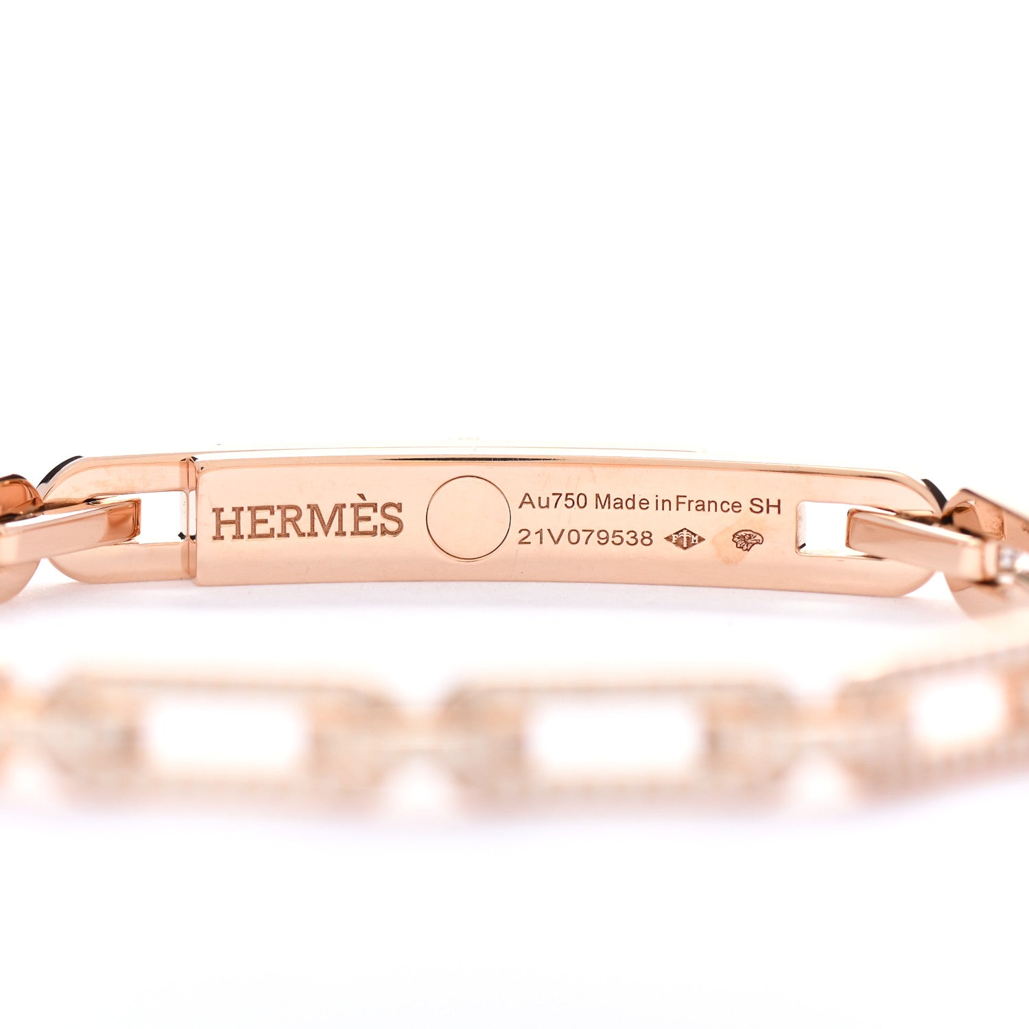 Hermes 18K Rose Gold Diamond Full Pave PM Kelly Chaine Bracelet SH 4 of 5