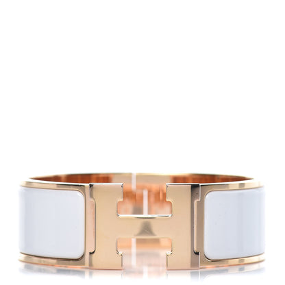 Hermes Enamel Wide Clic Clac H Bracelet PM White 1 of 6