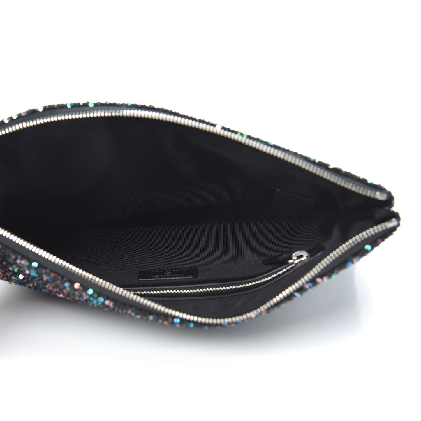 Canvas Sequin Medium Deauville Cosmetic Pouch Black