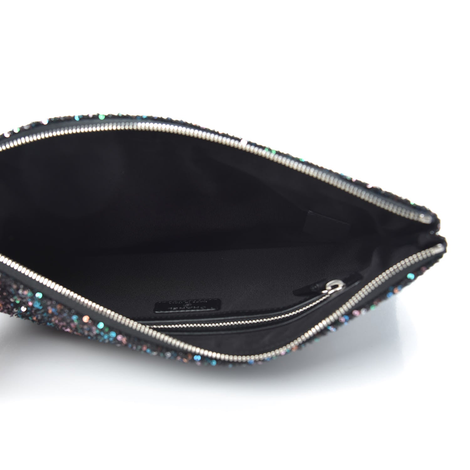 Chanel Canvas Sequin Medium Deauville Cosmetic Pouch Black 5 of 8