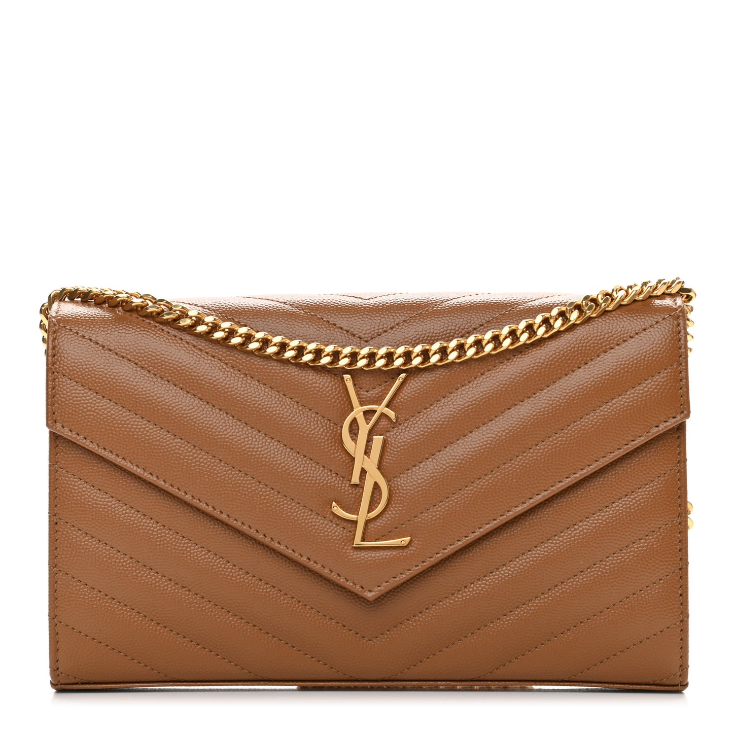 Grain De Poudre Matelasse Chevron Monogram Chain Wallet Dune