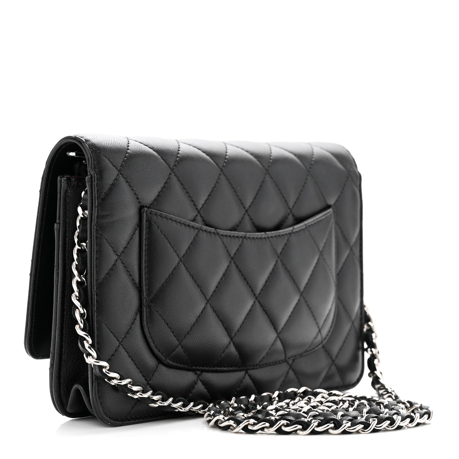 Chanel Lambskin Quilted Wallet On Chain WOC Black 3 of 11