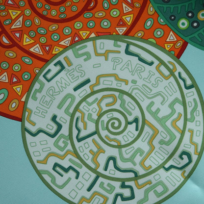 Hermes Silk Reves d'Escargots Scarf 90 Aqua Vert Juane 5 of 8