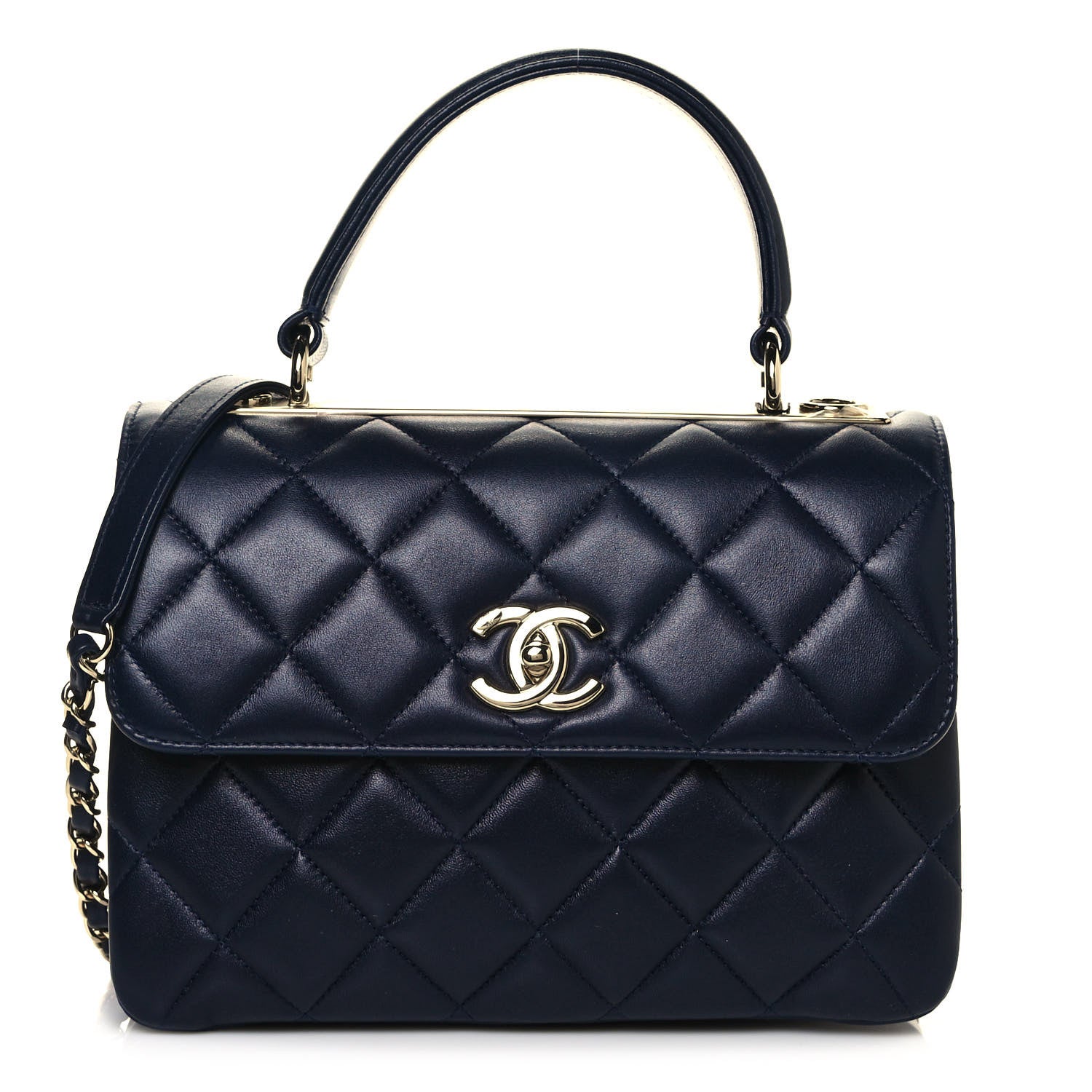 Chanel Lambskin Quilted Small Trendy CC Dual Handle Flap Bag Navy 1 of 14