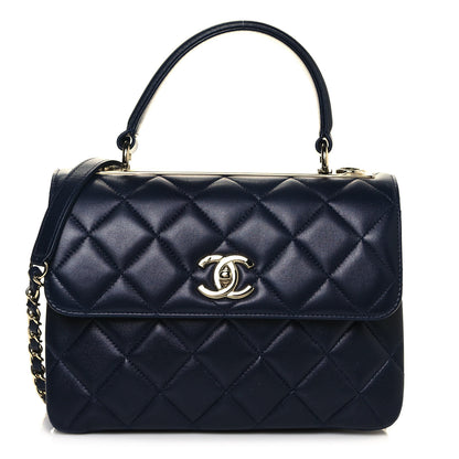 Chanel Lambskin Quilted Small Trendy CC Dual Handle Flap Bag Navy 1 of 14