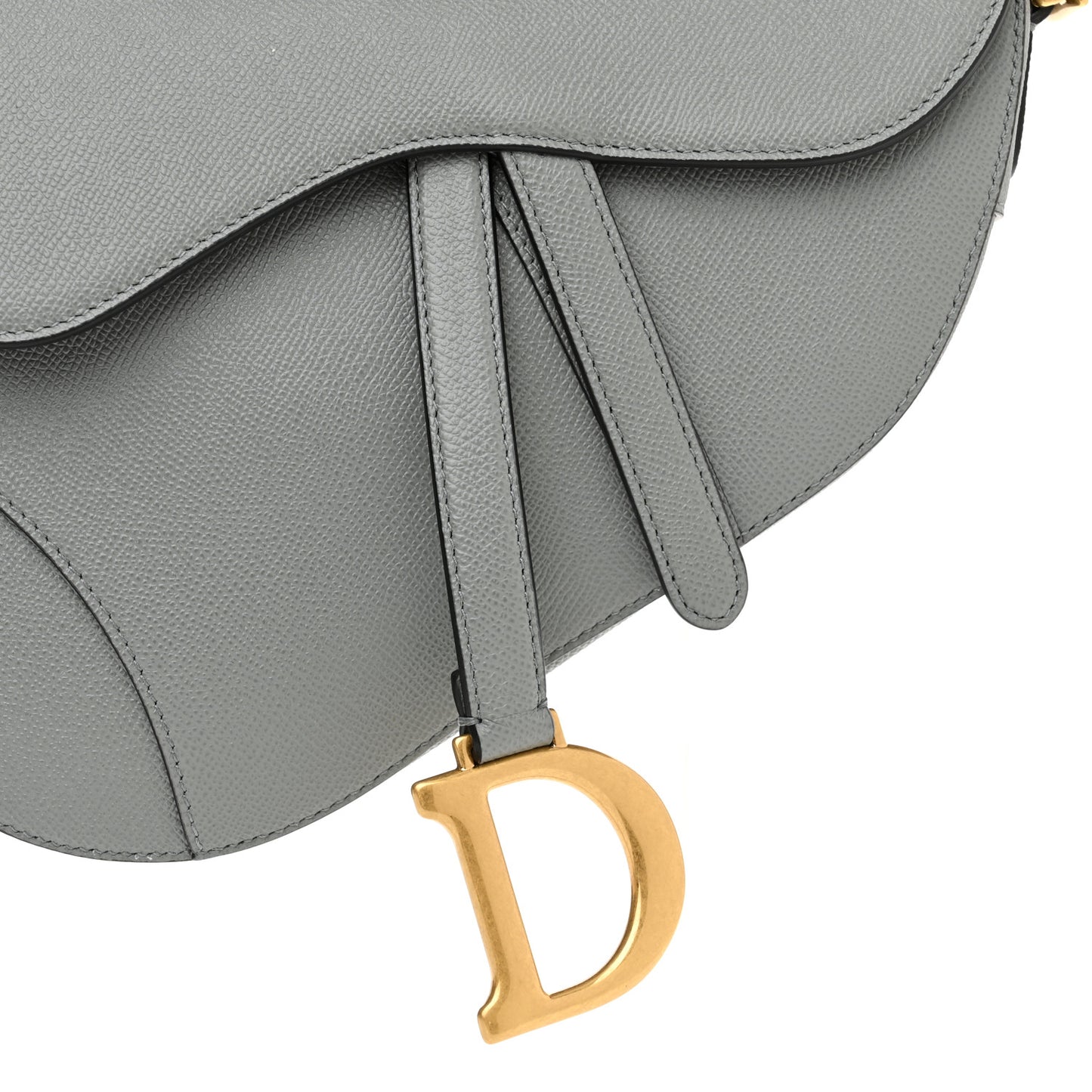 Grained Calfskin Saddle Bag Grey