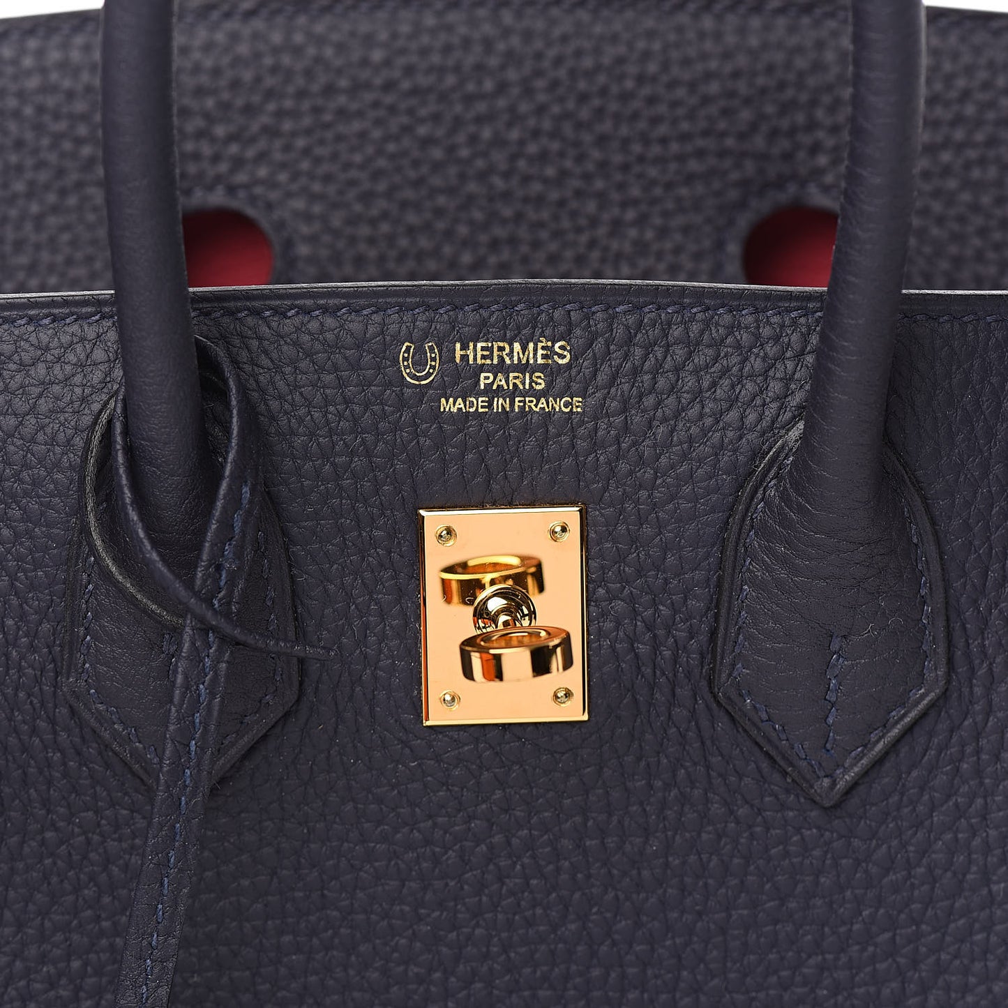 Togo Horseshoe Birkin 25 Bleu Nuit Rose Azalee