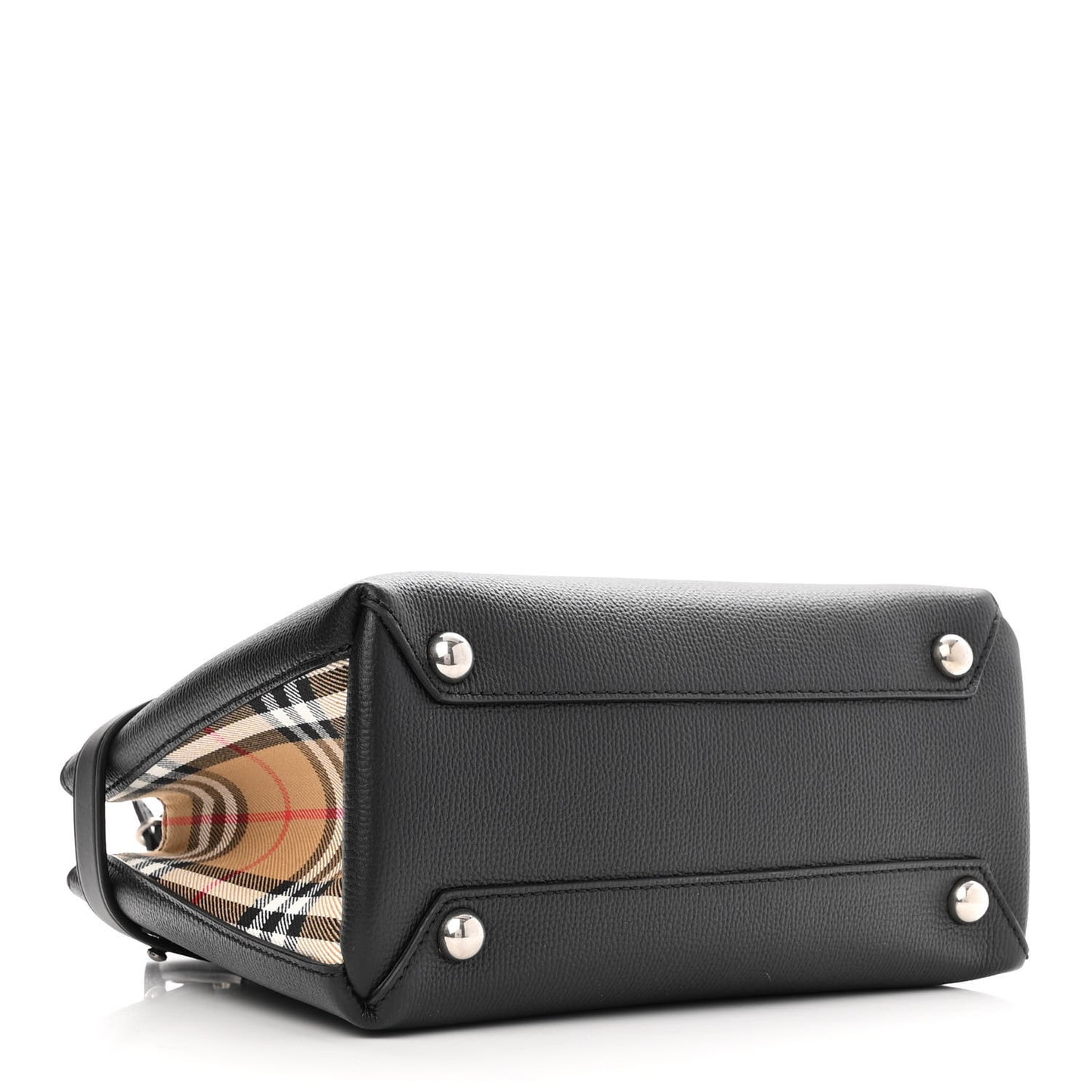Grainy Calfskin House Check Small Banner Tote Black